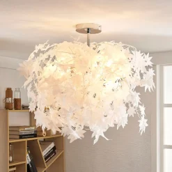 Lindby kattovalaisin Maple, Ø 70 cm, kromi, valkoinen, tekstiili