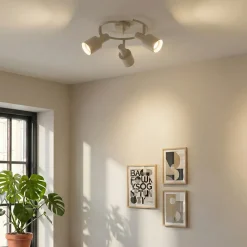 Lindby kattovalaisin Ovelia, beige, 3-valo, metalli, E27