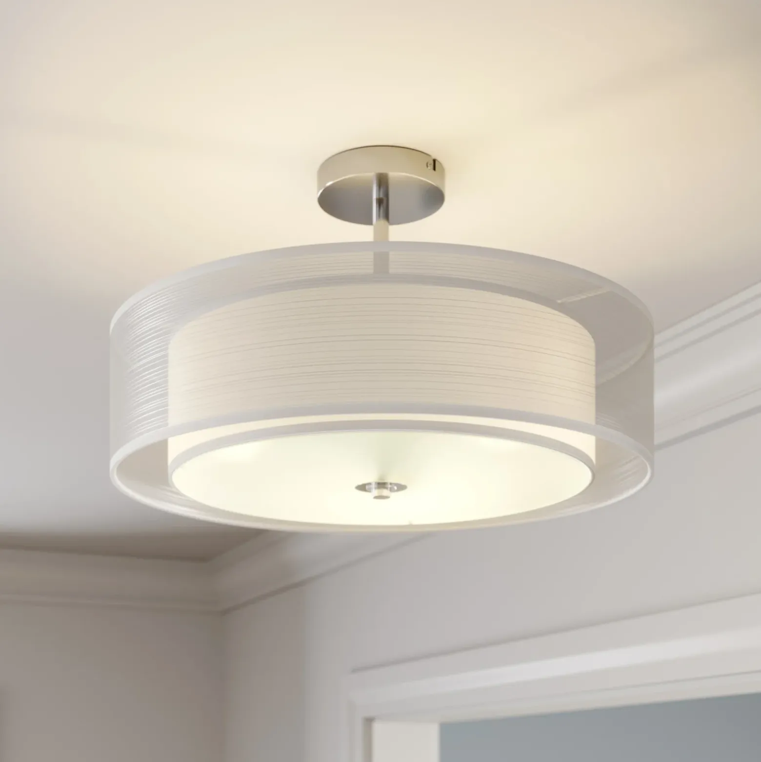 Lindby kattovalaisin Pikka, valkoinen, tekstiili, Ø 50 cm, E27