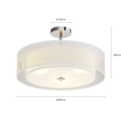 Lindby kattovalaisin Pikka, valkoinen, tekstiili, Ø 50 cm, E27