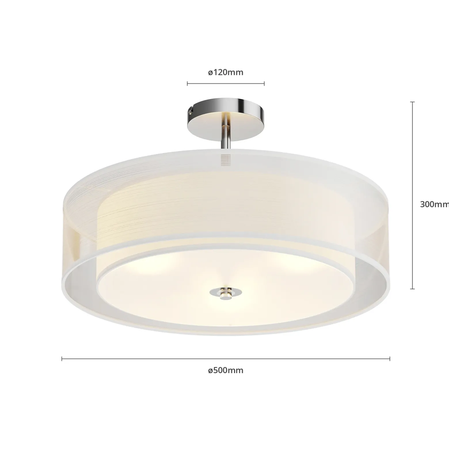 Lindby kattovalaisin Pikka, valkoinen, tekstiili, Ø 50 cm, E27