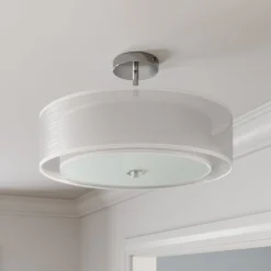 Lindby kattovalaisin Pikka, valkoinen, tekstiili, Ø 50 cm, E27