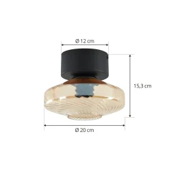 Lindby kattovalaisin Sylphie, Ø 20 cm, lasi, meripihkanvärinen
