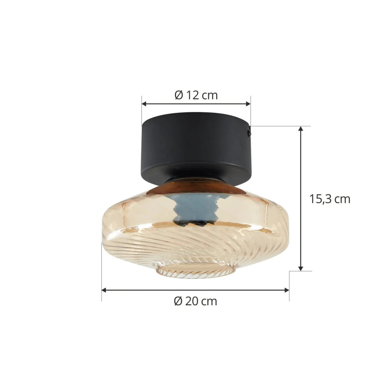 Lindby kattovalaisin Sylphie, Ø 20 cm, lasi, meripihkanvärinen