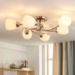 Lindby kattovalaisin Tatas, Ø 64 cm, nikkeli, 6-valo, lasi