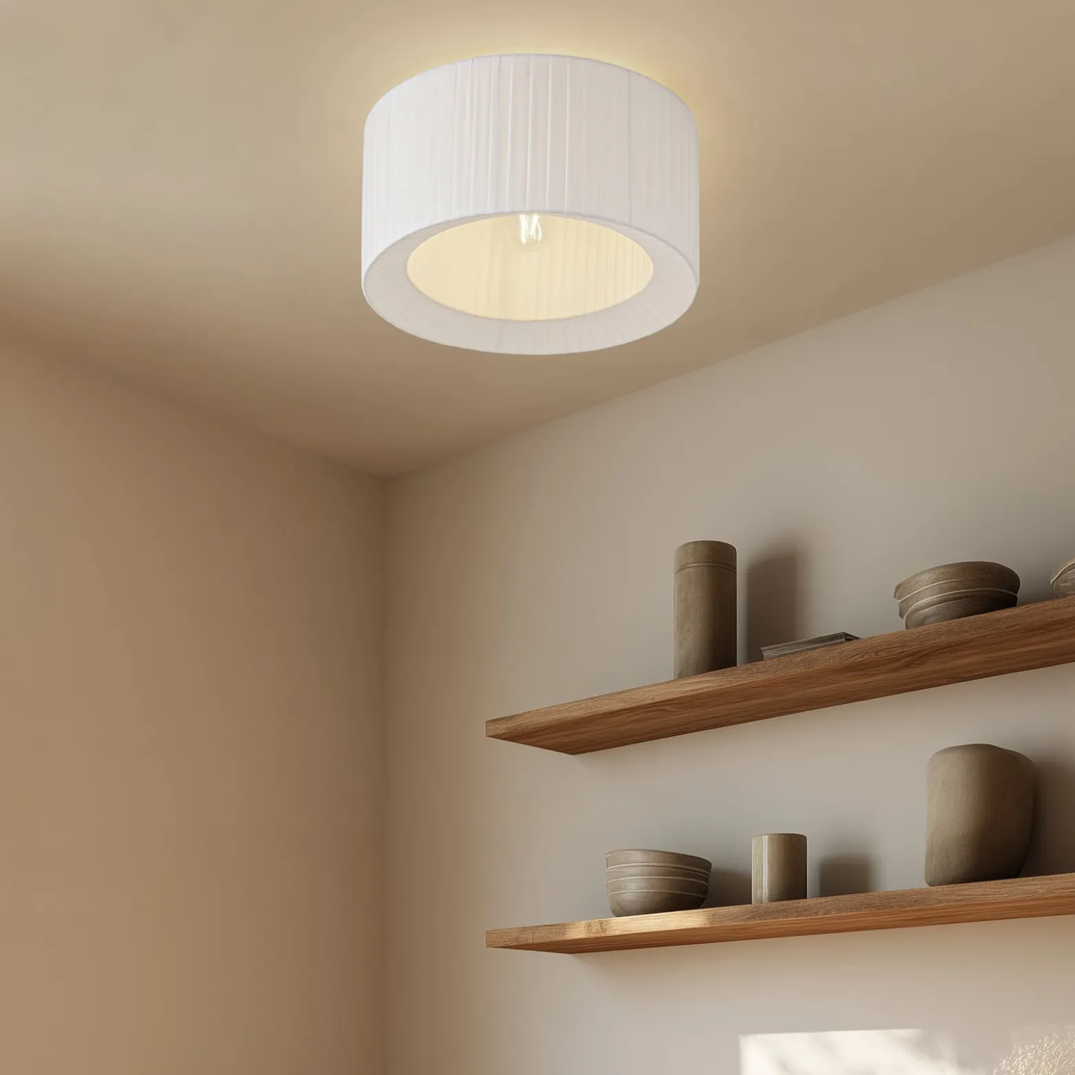 Lindby kattovalaisin Virelle, valkoinen, tekstiili, Ø 40 cm, E27