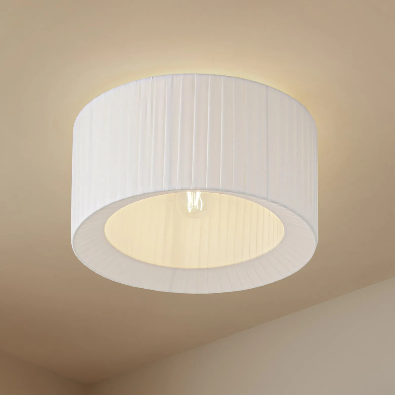 Lindby kattovalaisin Virelle, valkoinen, tekstiili, Ø 40 cm, E27
