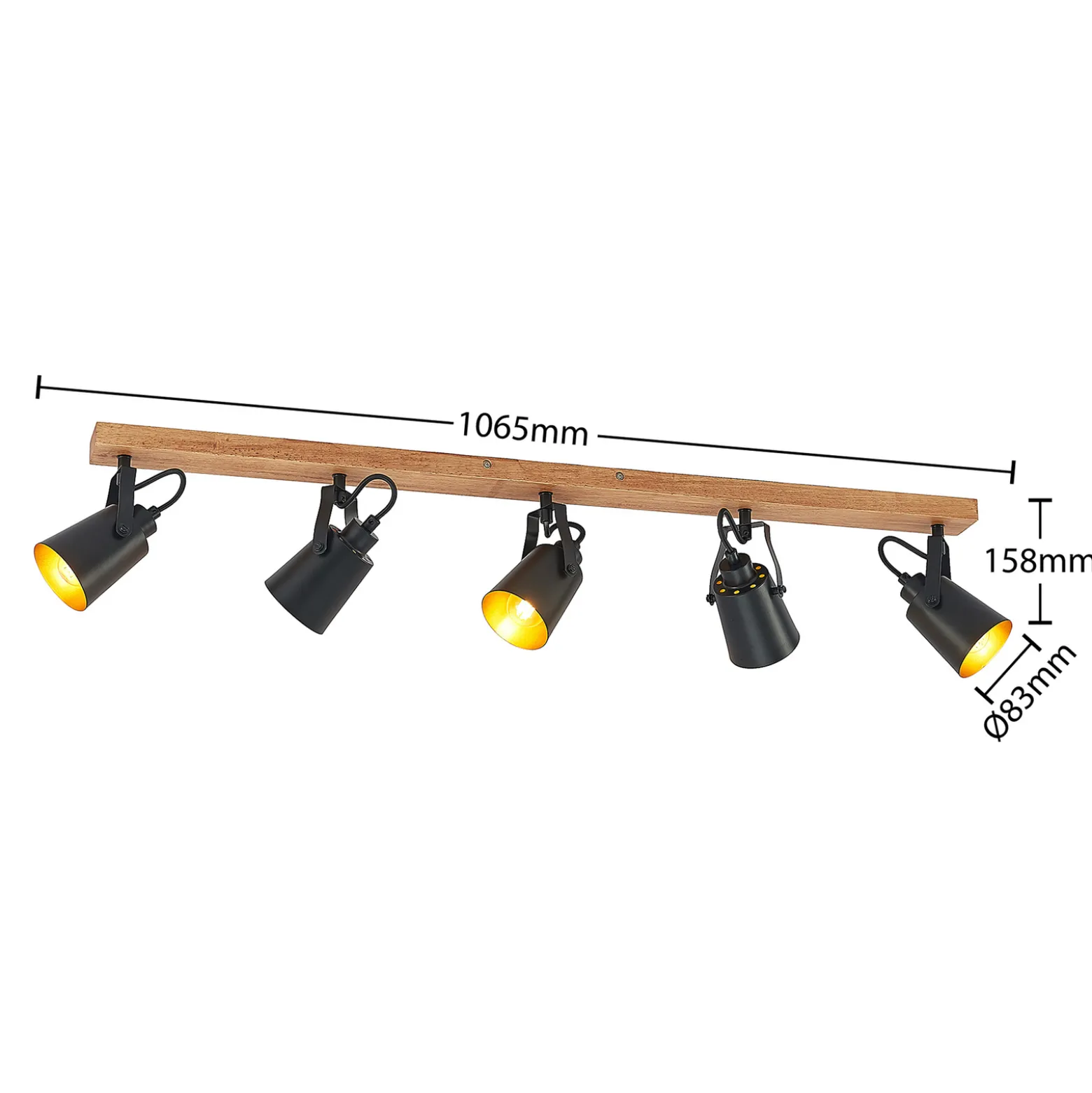 Lindby Kimban kattovalaisin, 5-valo, 106 cm, puu, metallia
