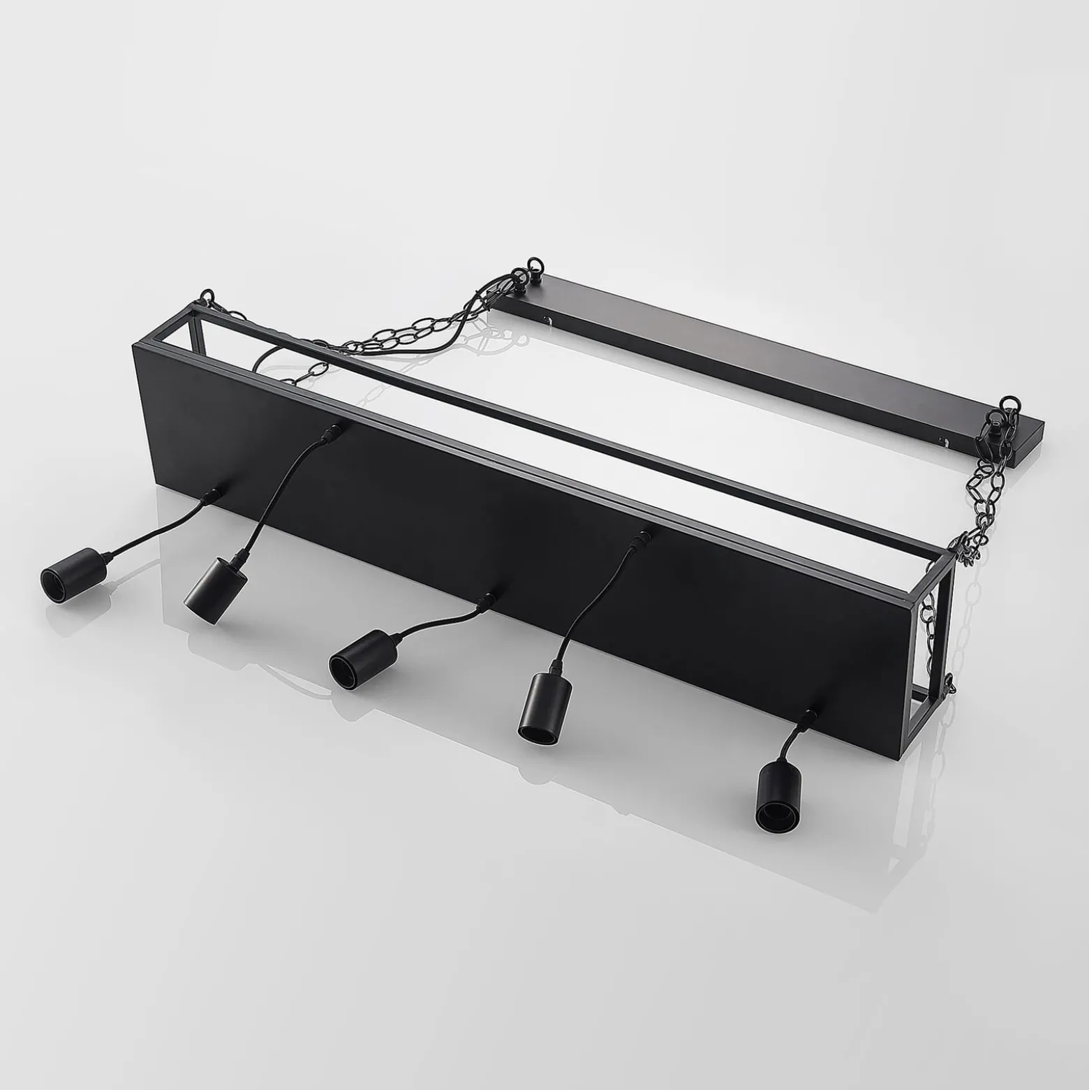 Lindby Kirista-riippuvalo, 5-lamppuinen, musta, 100 cm, E27