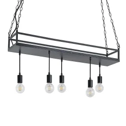 Lindby Kirista-riippuvalo, 5-lamppuinen, musta, 100 cm, E27