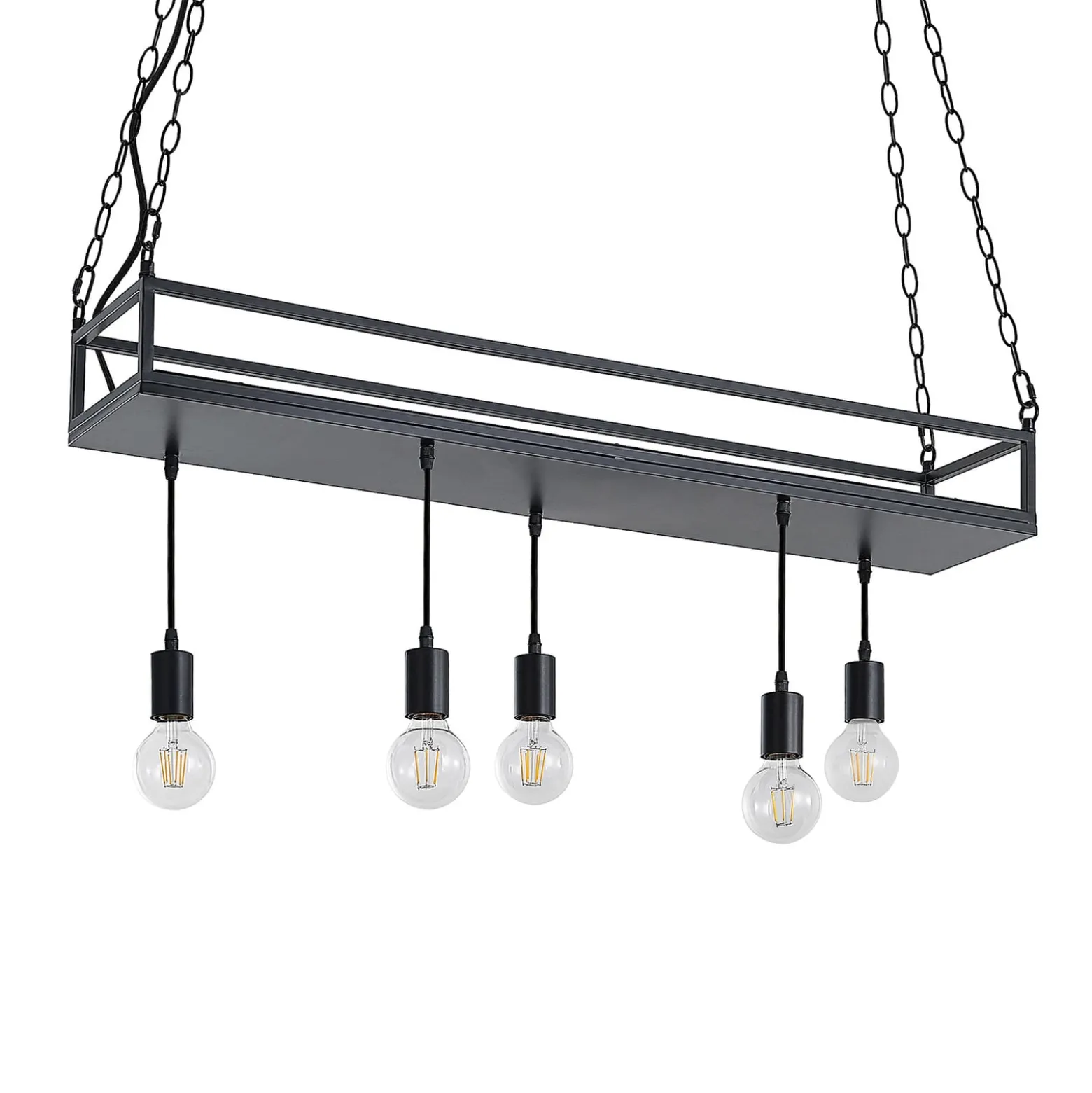 Lindby Kirista-riippuvalo, 5-lamppuinen, musta, 100 cm, E27