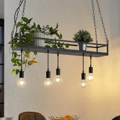 Lindby Kirista-riippuvalo, 5-lamppuinen, musta, 100 cm, E27