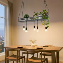 Lindby Kirista-riippuvalo, 5-lamppuinen, musta, 100 cm, E27