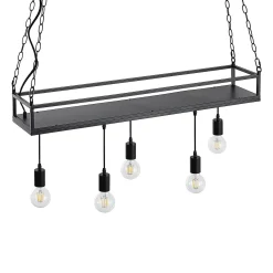 Lindby Kirista-riippuvalo, 5-lamppuinen, musta, 100 cm, E27