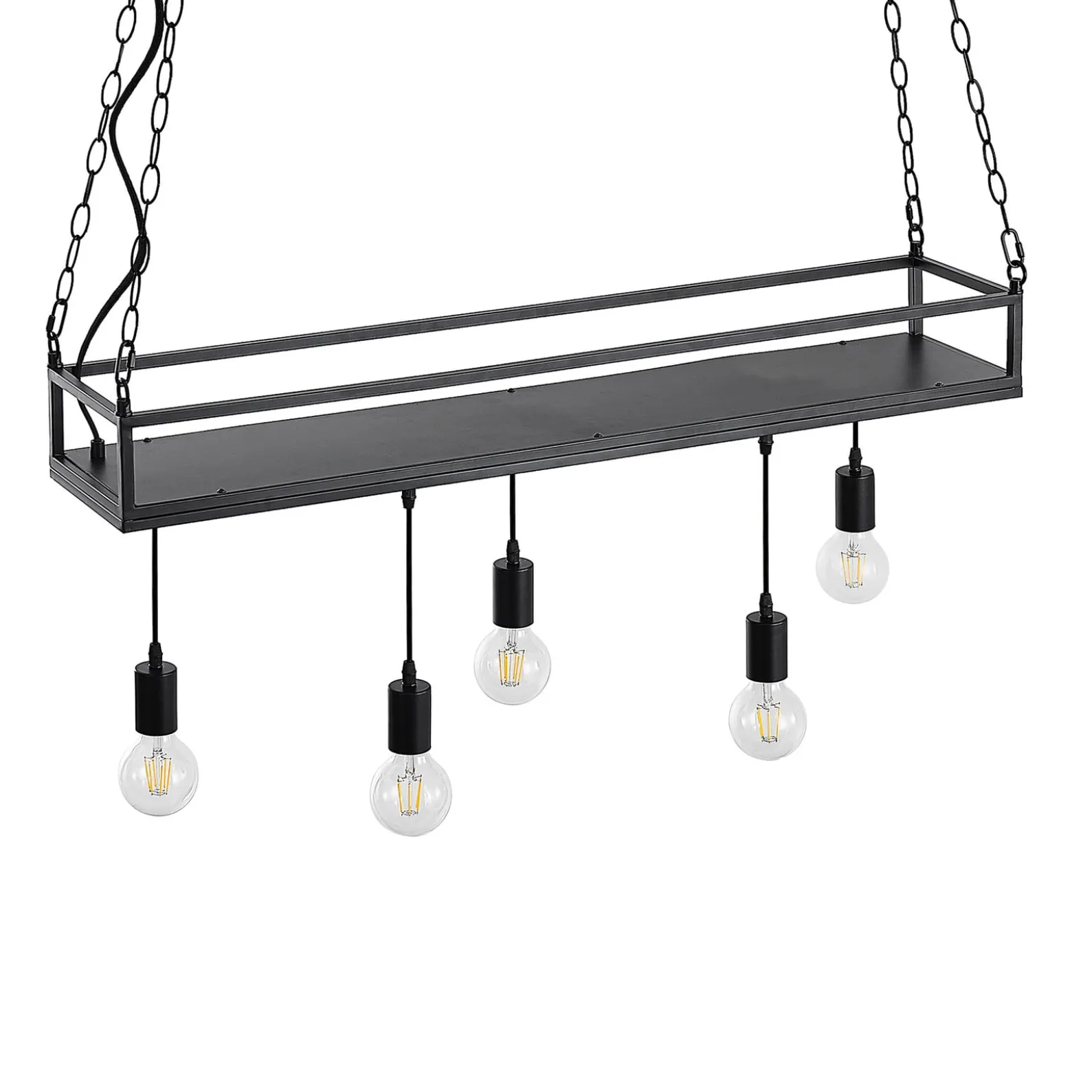 Lindby Kirista-riippuvalo, 5-lamppuinen, musta, 100 cm, E27