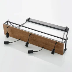 Lindby Kirista-riippuvalo, 5-lamppuinen, musta/puu, 100 cm, E27