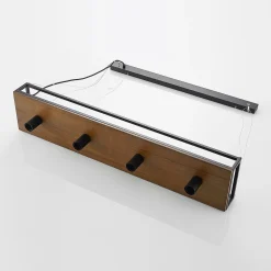 Lindby Kirista-riippuvalo, 4-lamppuinen, musta/puu, 100 cm, E27