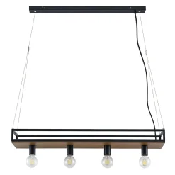Lindby Kirista-riippuvalo, 4-lamppuinen, musta/puu, 100 cm, E27