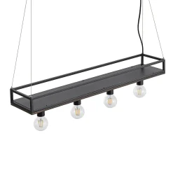 Lindby Kirista-riippuvalo, 4-lamppuinen, musta/puu, 100 cm, E27