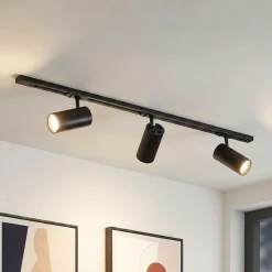Lindby-kiskojärjestelmä Linaro Ø7 cm, 3-lamppuinen, LED, musta, CCT
