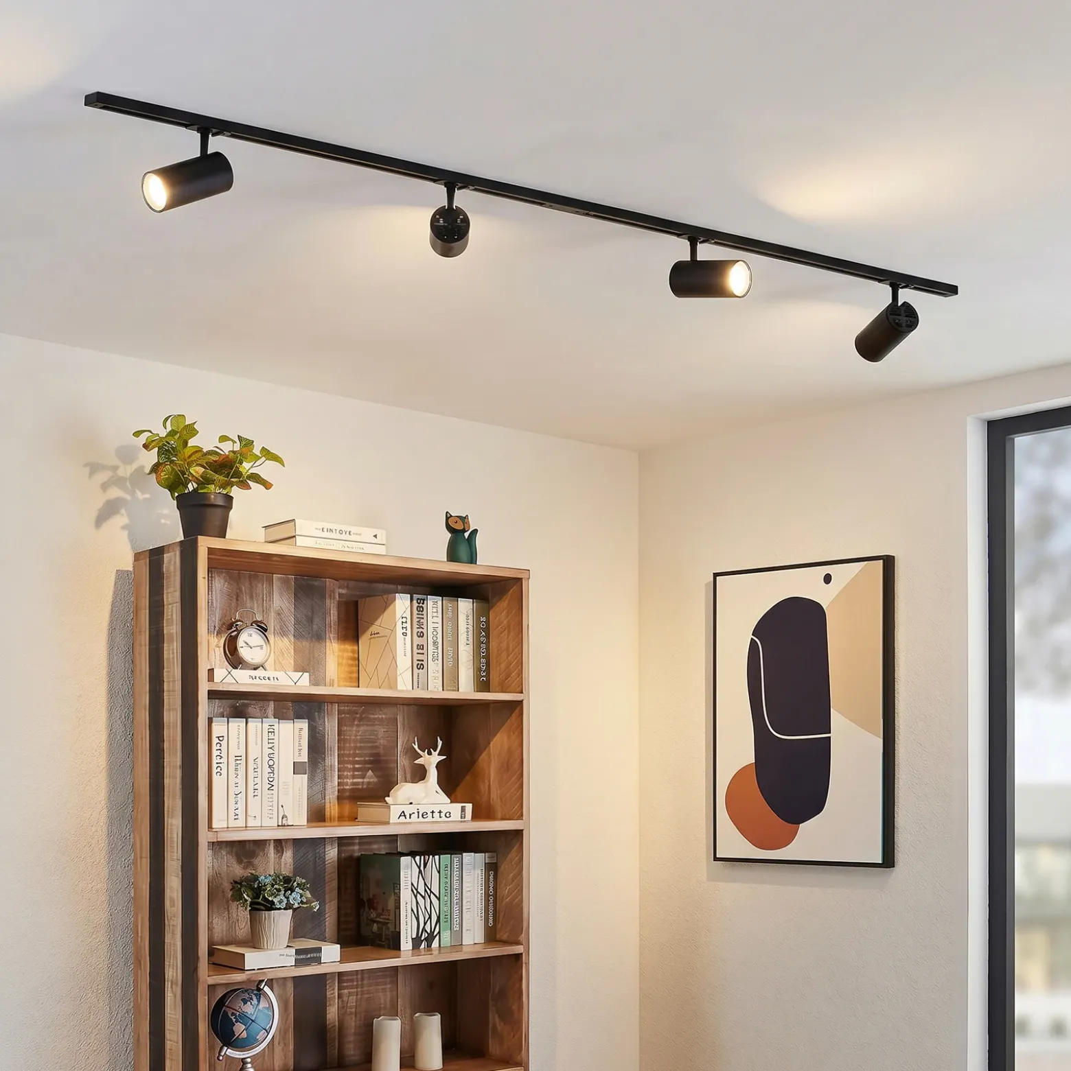 Lindby-kiskojärjestelmä Linaro Ø7 cm, 4-lamppuinen, LED, musta, CCT