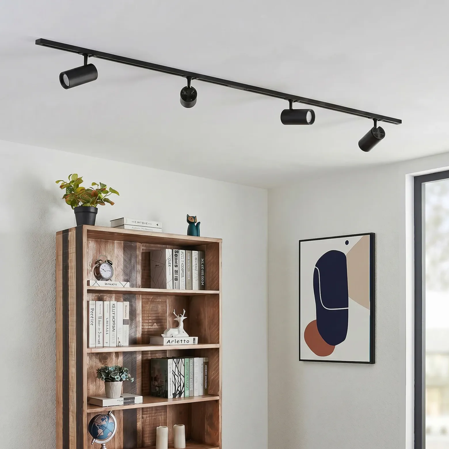 Lindby-kiskojärjestelmä Linaro Ø7 cm, 4-lamppuinen, LED, musta, CCT