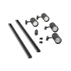 Lindby-kiskojärjestelmä Linaro Ø7 cm, 4-lamppuinen, LED, musta, CCT