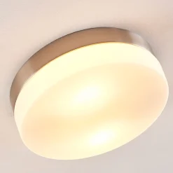 Lindby kylpyhuoneen kattovalaisin Amilia, Ø 23,5 cm, E27, nikkeli, lasi