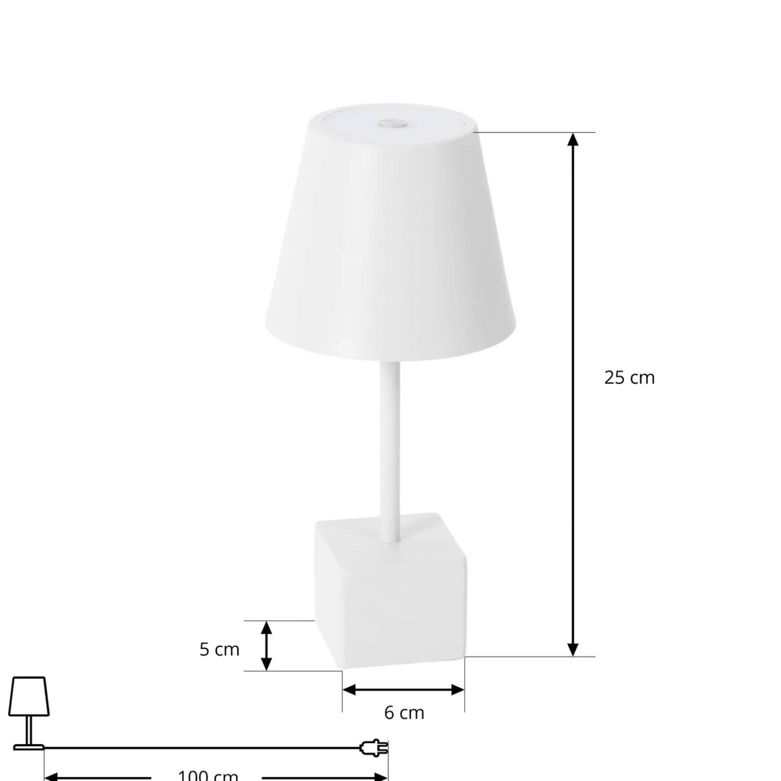 Lindby ladattava LED-pöytävalaisin Janea CUBE, valkoinen, metallia