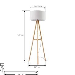 Lindby lattiavalaisin Adamio, Ø 45,5 cm, valkoinen, tekstiili, kolmijalka,