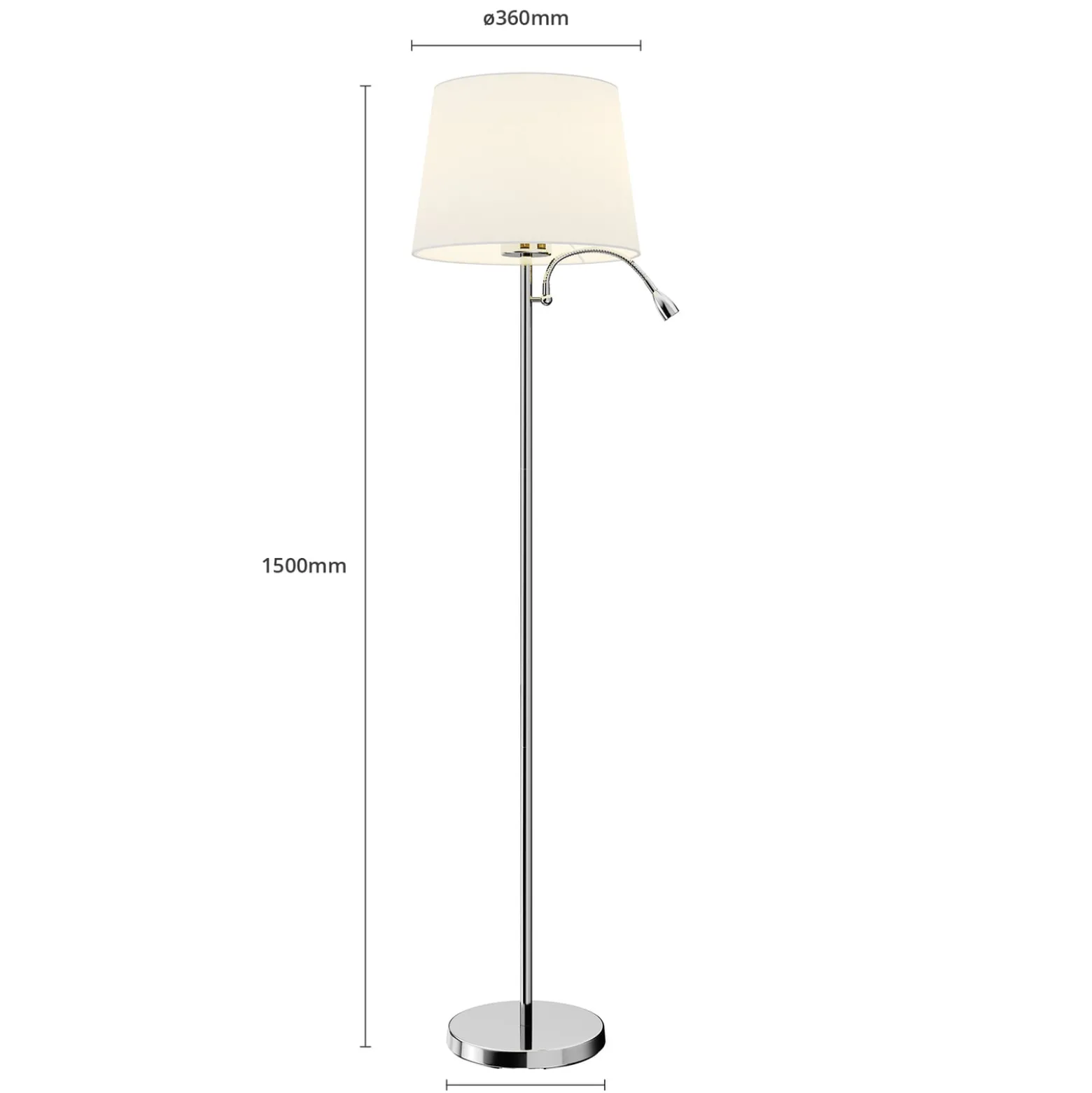 Lindby lattiavalaisin Benjiro, valkoinen, tekstiili, lukuvalo, 150 cm