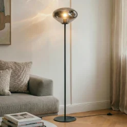 Lindby lattiavalaisin Lelia, savuharmaa, lasi, metalli, 150 cm