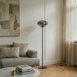 Lindby lattiavalaisin Lelia, savuharmaa, lasi, metalli, 150 cm