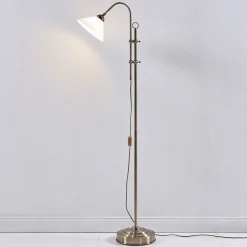 Lindby lattiavalaisin Otis, antiikkimessinki, lasi, 170 cm, E27