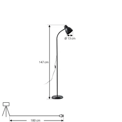 Lindby lattiavalaisin Tebbi, musta, metalli, korkeus 150 cm