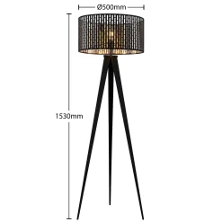 Lindby lattiavalaisin Thoralf, jalusta, musta, tekstiili, Ø50cm