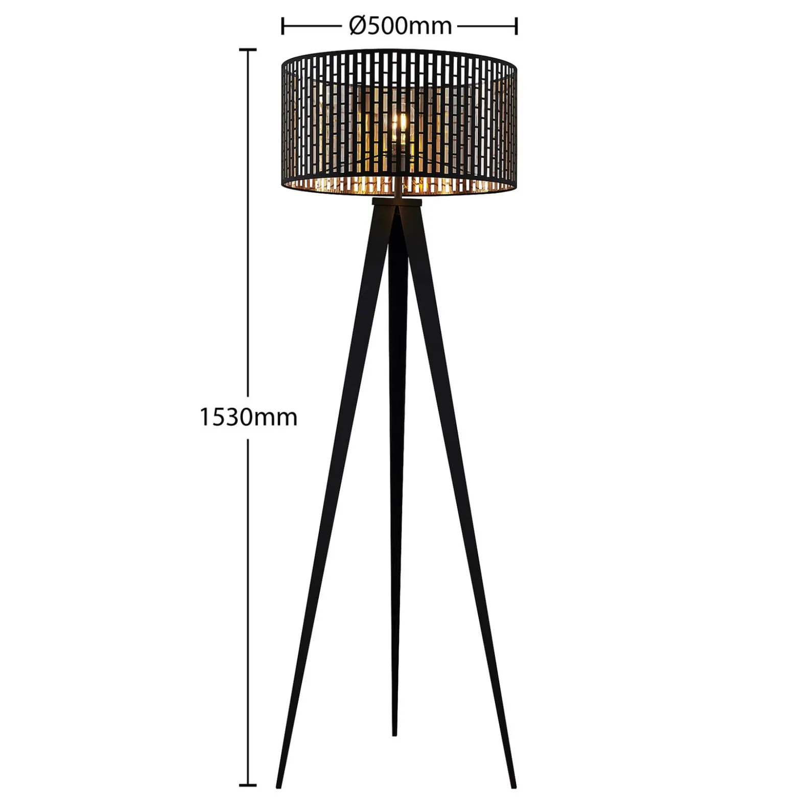 Lindby lattiavalaisin Thoralf, jalusta, musta, tekstiili, Ø50cm
