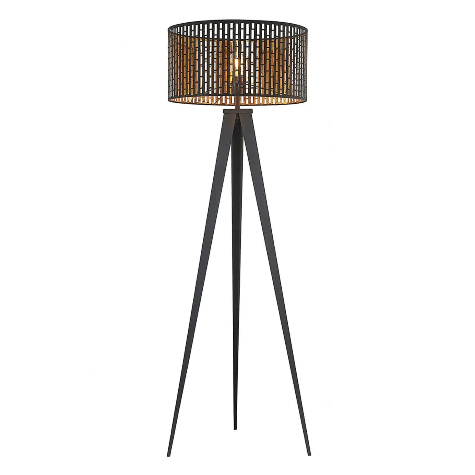 Lindby lattiavalaisin Thoralf, jalusta, musta, tekstiili, Ø50cm