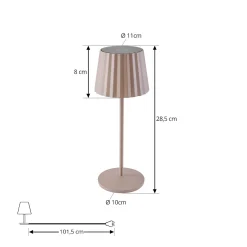 Lindby LED-akkukäyttöinen pöytävalaisin Esali, beige, metalli, IP65