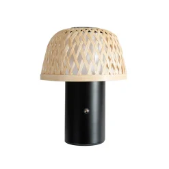 Lindby LED-akkukäyttöinen pöytävalaisin Nifelia, bambu, CCT, himmennettävä