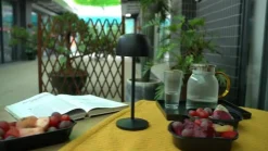 Lindby LED-akku-pöytävalaisin Arietty, musta, himmennettävä, IP65