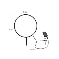 Lindby LED-aurinkoenergialla toimiva maapiikkavalaisin Syrene, 45 cm, musta,