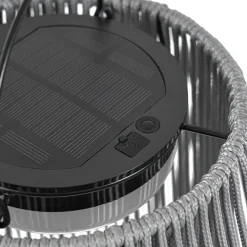 Lindby LED-aurinkokäyttöinen riippuvalaisin Austas, harmaa, Ø 32 cm, USB, IP54