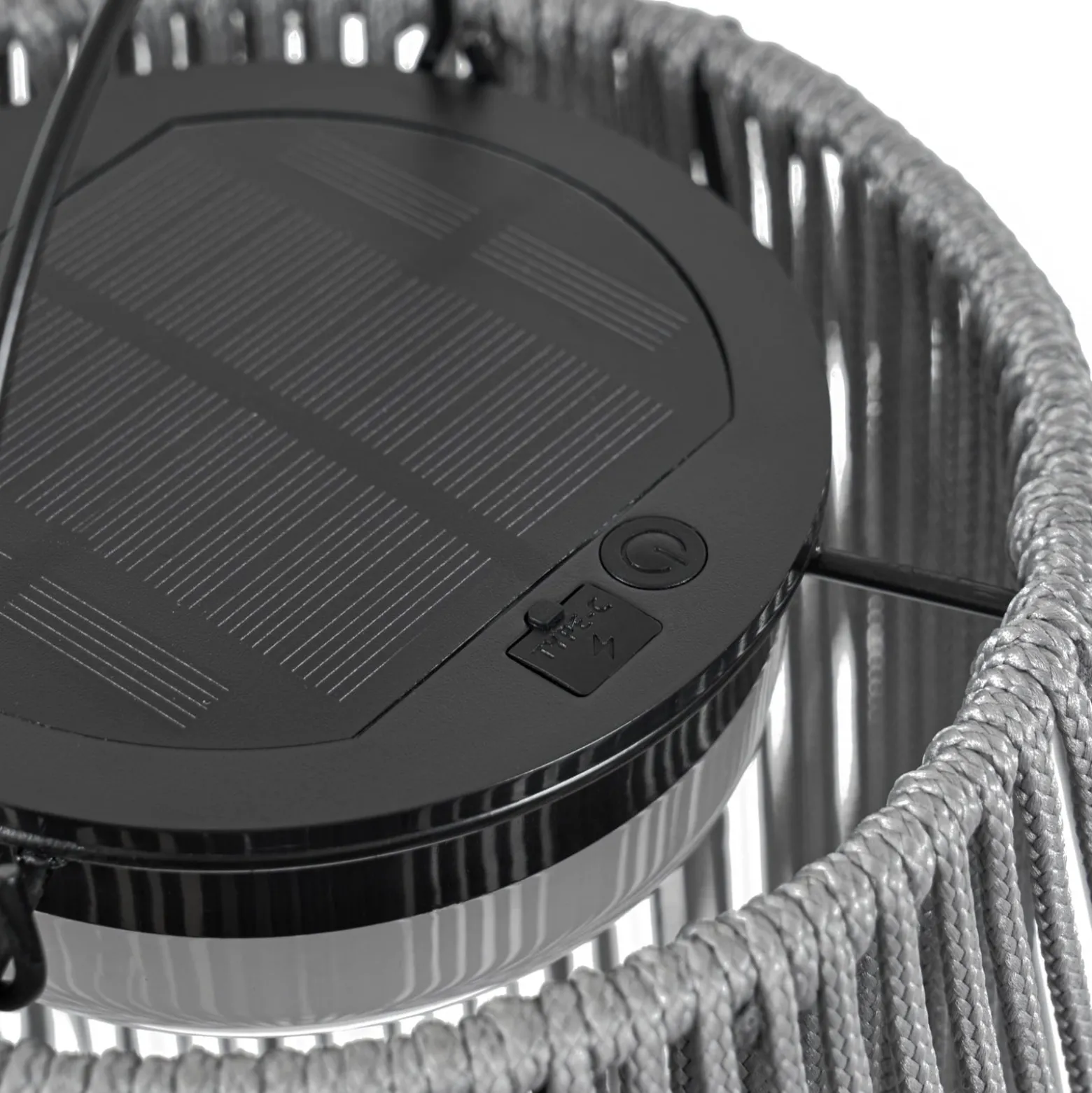 Lindby LED-aurinkokäyttöinen riippuvalaisin Austas, harmaa, Ø 32 cm, USB, IP54