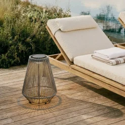 Lindby LED-aurinkokäyttöinen riippuvalaisin Austas, harmaa, Ø 32 cm, USB, IP54