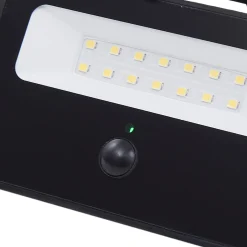 Lindby LED-aurinkokäyttöinen seinävalaisin Rikard, musta, ruostumaton teräs