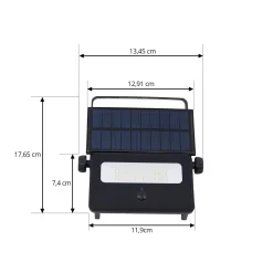 Lindby LED-aurinkokäyttöinen seinävalaisin Rikard, musta, ruostumaton teräs