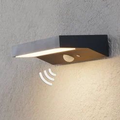 Lindby LED-aurinkokäyttöinen ulkoseinävalaisin Maresia, anturi, antrasiitti