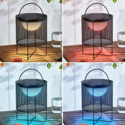 Lindby LED-aurinkoparatiisivalaisin Achilleas, RGBW, musta