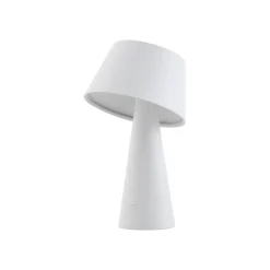 Lindby LED-aurinkopöytälamppu Lirinor, valkoinen, muovi, Ø 13 cm
